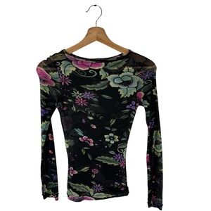 VIVIENNE TAM Floral Printed Mesh T Shirt Size 1 Vintage Y2K